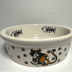 WLC Cat Bowl Sitting Kitty Cat Food/Water Bowl Scruffy Cat Dish